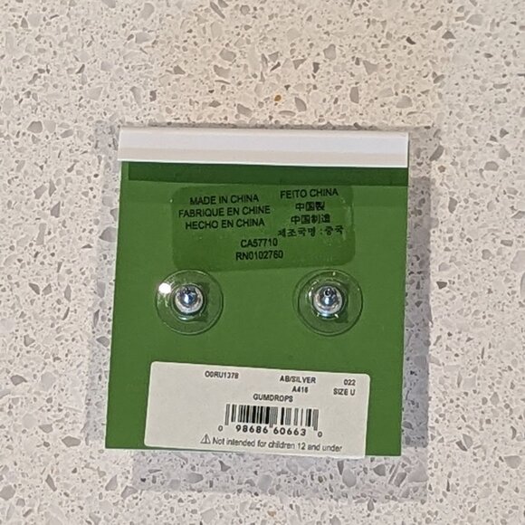 NWT! Kate Spade Large Gumdrop Stud Earrings AB/Silver - Picture 5 of 7